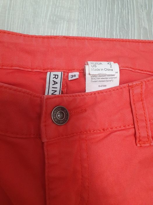 Spodnie czerwone jeansowe 34 36 zameczki
