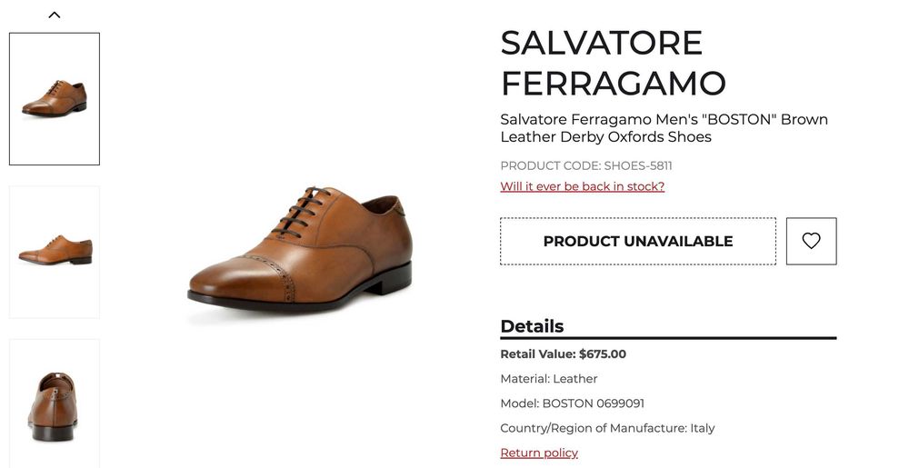 Оксфорди броги Salvatore Ferragamo чоловічі