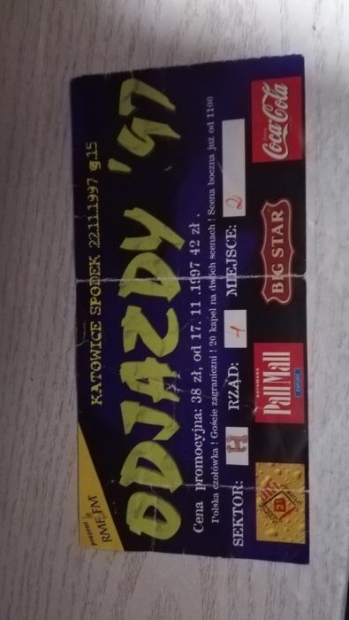 Sopdek Katowice Odjazdy 1997r bilet kolekcjonerski