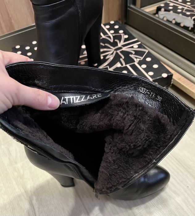 Шкіряні зимові чоботи atizzare розмір 38