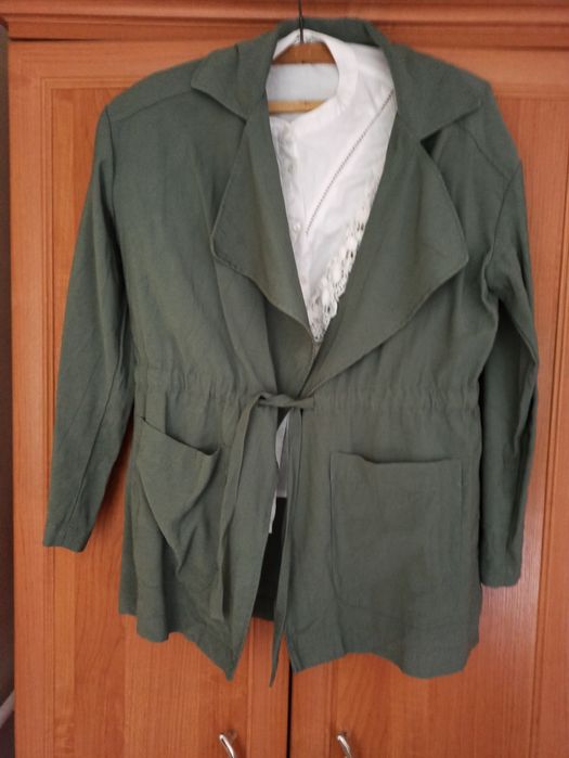 Nowa narzutka/marynarka wiskozowa khaki M/L