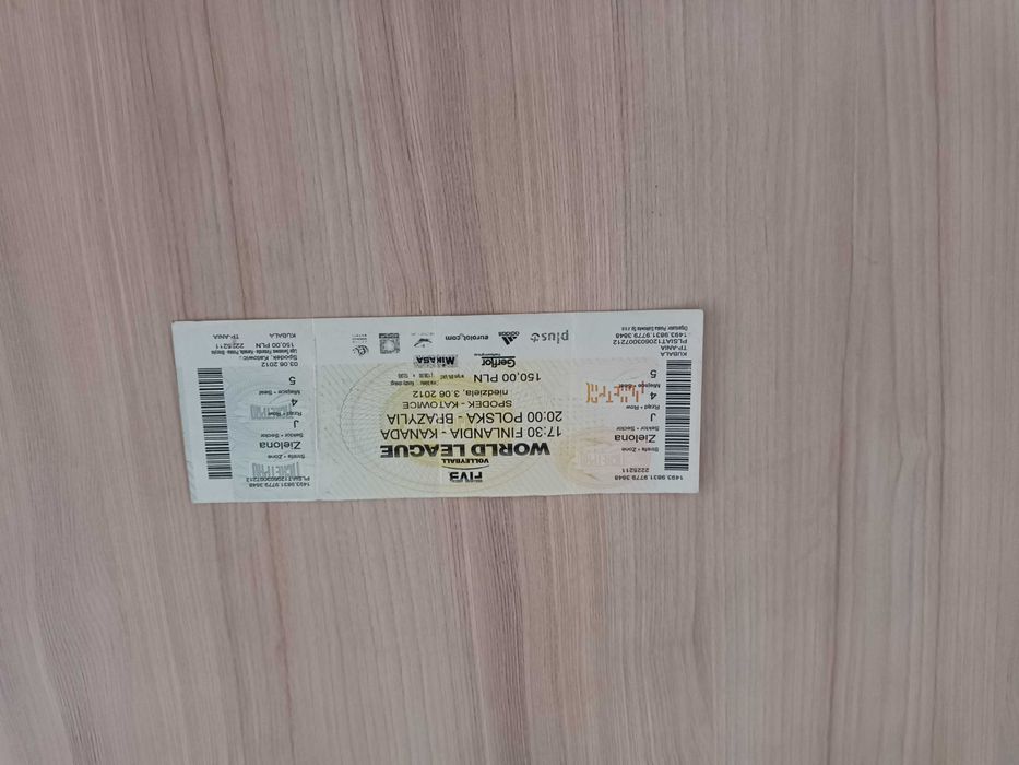Bilet kolekcjonerski liga swiatowa siatkowka