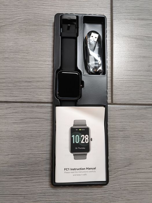 GRV Smartwatch Czarny pomiarem tętna, SpO2 iOS Android