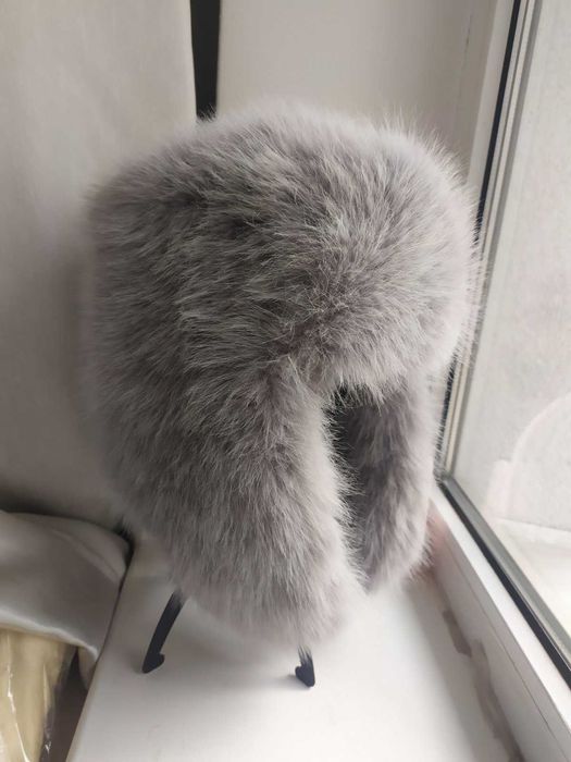 Шапка лахмата тепла сіра унісекс