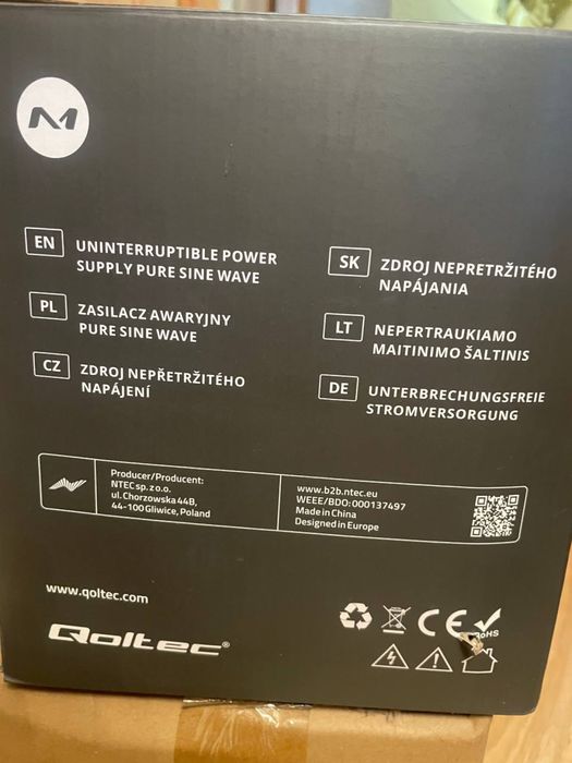 ДБЖ Qoltec Pure Sine Wave UPS 1000VA 700W та акумулятор AGM 100Ah