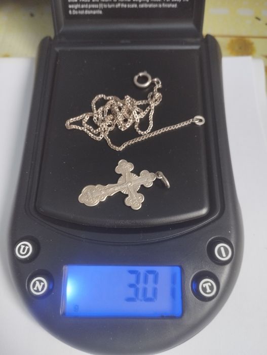 Срібний ланцюжок+хрест 3 грами