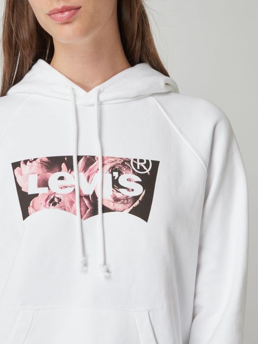 Bluza z kapturem z nadrukiem z logo - biały LEVIS