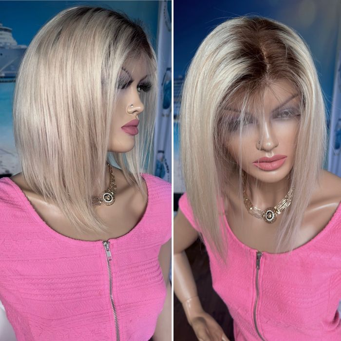 Парик система кожи с натуральных волос славянка песочный блонд омбре