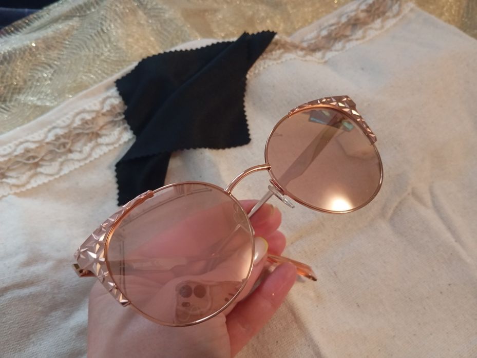 Just Cavalli nowe złote okulary kocie oko