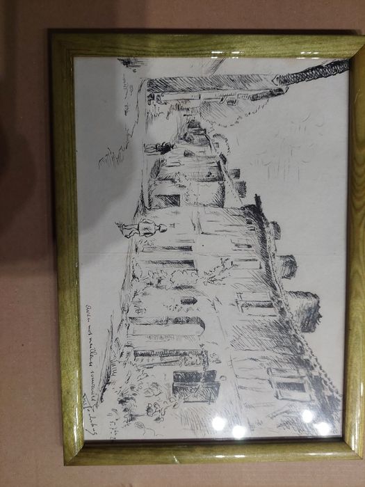 Desenho com moldura assinado quadro