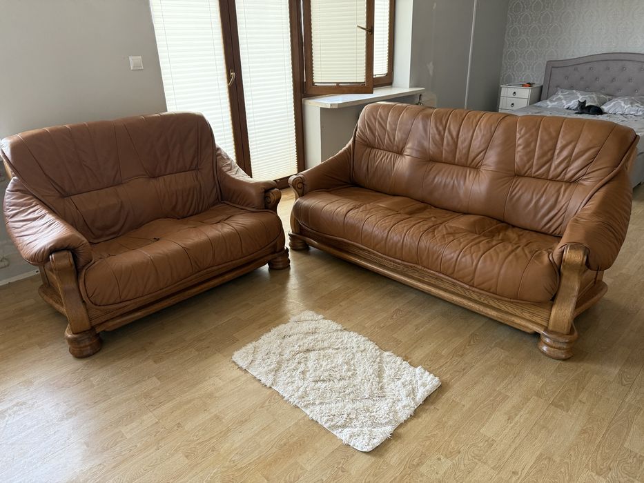 Zestaw wypoczynkowy, skórzany