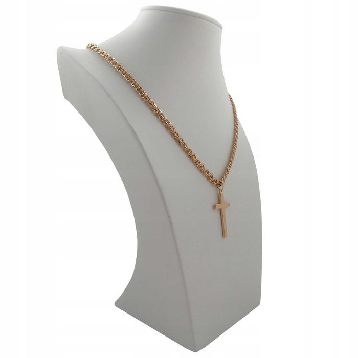 Pozłacany 18k złotem łańcuszek garibaldi + krzyżyk PREZENT !