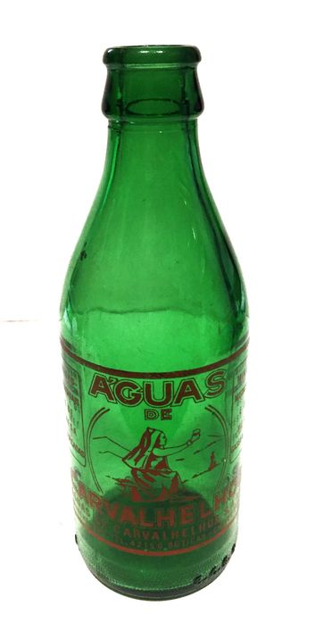 Garrafa antiga da Água de Carvalhelhos - Pirogravada - verde