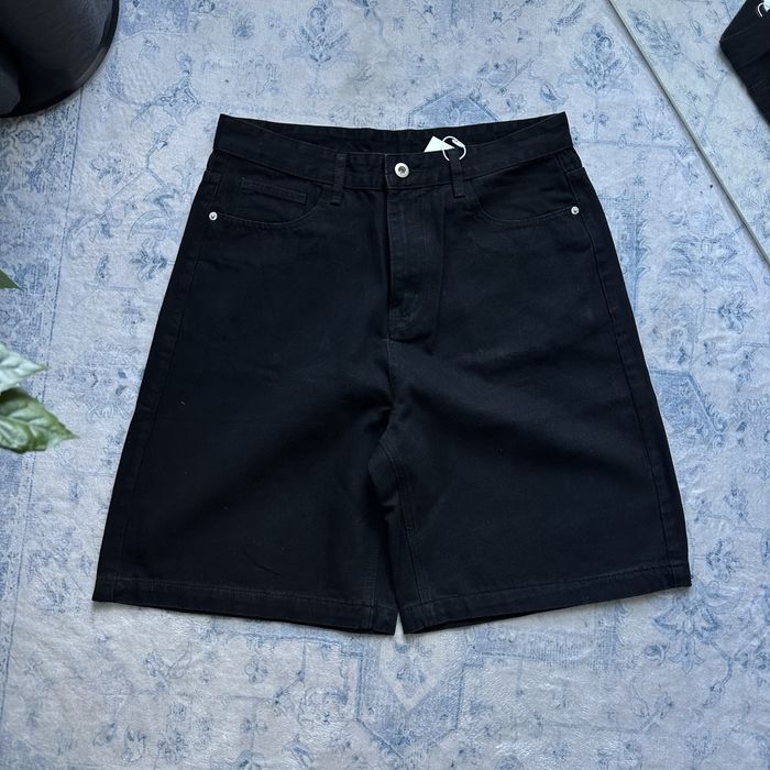 Широкі чорні джинсові шорти baggy oversized sk8 y2k jaded london skater opium rap bootcut flared оверсайз реп базові