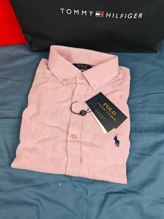 Koszula męska długi rękaw Ralph Lauren kolory Len elegancka premium M-XXXL