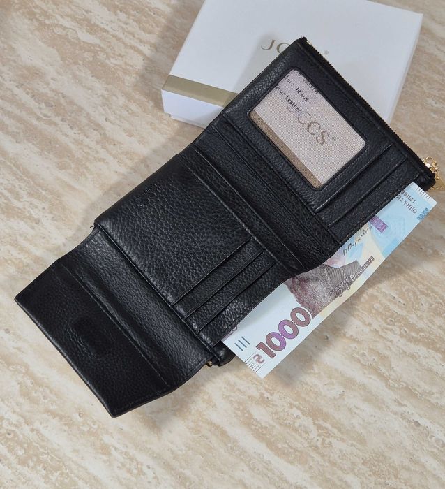 Кожаный женский компактный кошелек JCCS. Шкіряний гаманець