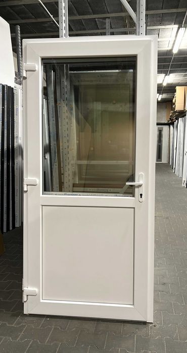 Drzwi zewnętrzne PVC 100x200 białe sklepowe wejściowe NOWE biurowe PVC