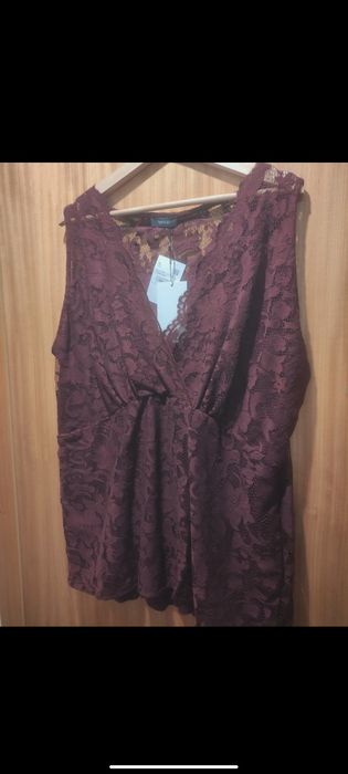 Blusa T-Shirt Renda Bordeaux C&A XL