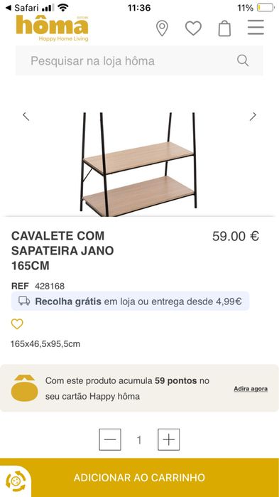 Cavalete com estantes de arrumação