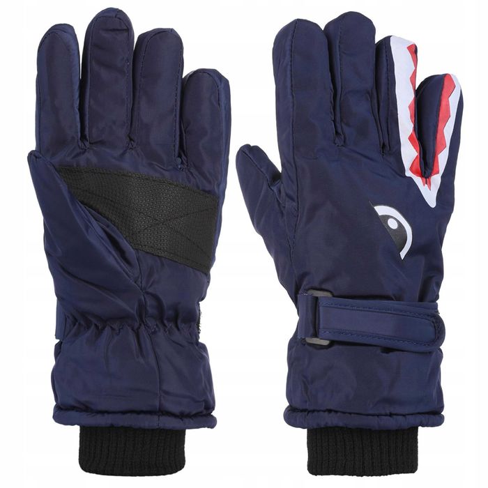 Rękawiczki Dziecięce Narciarskie Ortalionowe Zimowe Grube Ciepłe 23cm