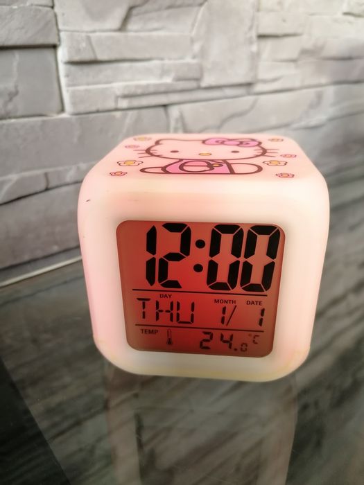 Budzik zegar lampka Hello Kity