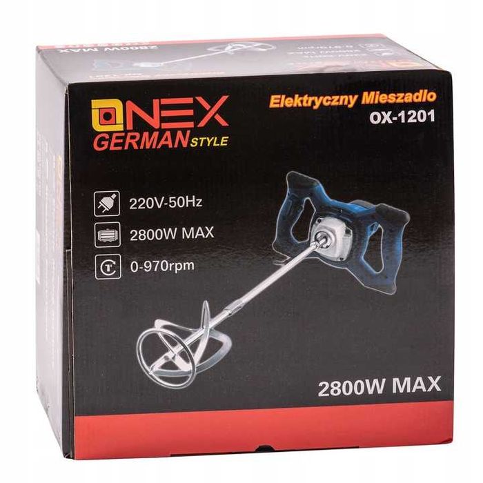 Mieszadło Elektryczne Do Kleju Betonu 2800W Mieszalnik + Przedłużka