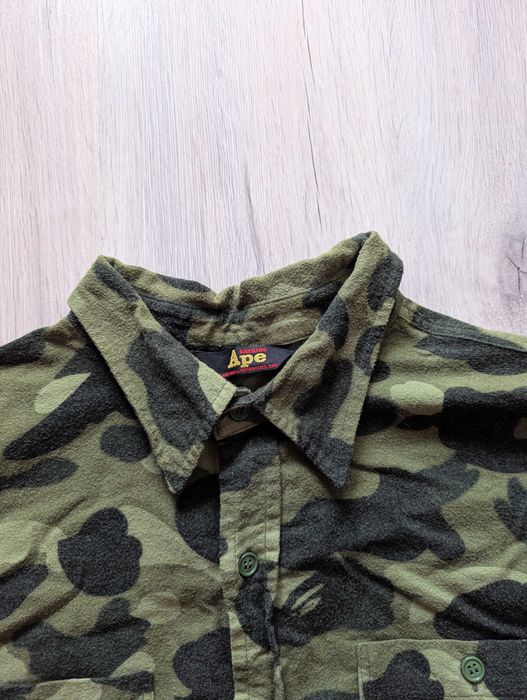 A Bathing Ape Bape Camo Open Collar Shirt made in Japan