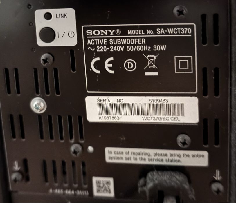 Soundbar e subwoofer Sony SA-CT370