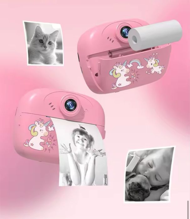 Дитячий фотоапарат з миттєвим друком фото камера фотопринтер Єдиноріг рожевий для дівчинки іграшка подарунок дитині 3+ хіт популярна для дівчаток