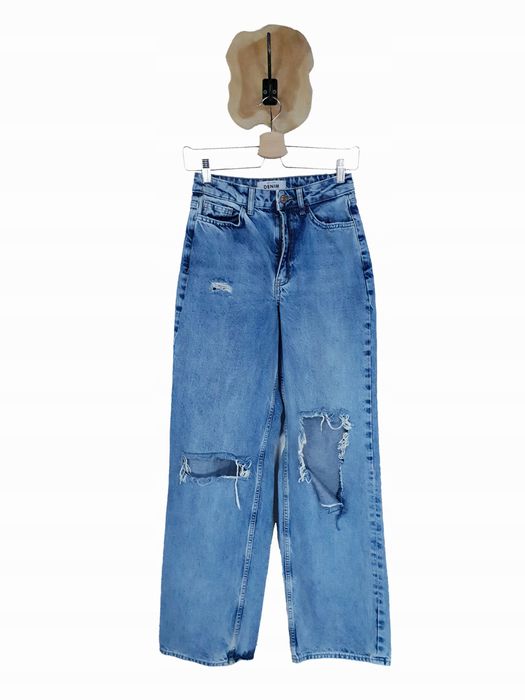 Jeansy New Look 34 XS 6 z dziurami szeroka nogawka