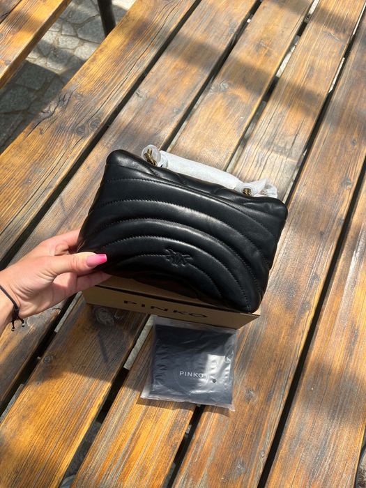 Pinko Love Bag Puff Black – nowa, komplet, czarna skórzana torebka