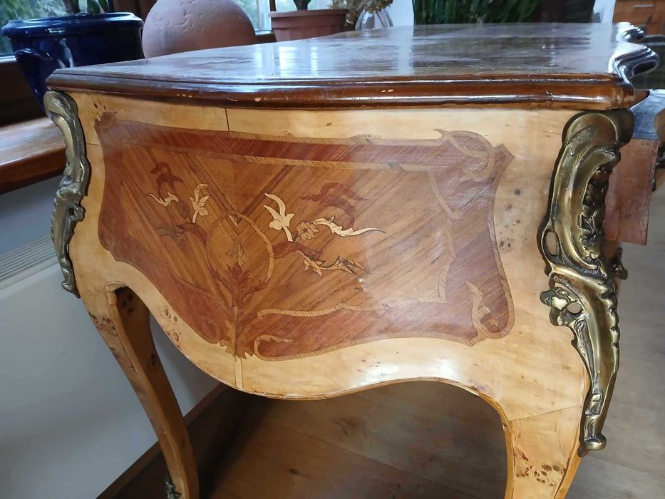 Biurko pałacowe DREWNIANE intarsja przywiezione zFrancji ODBIÓR BĘDZIN