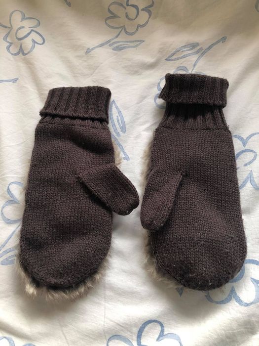 Luvas com pêlo, de malha