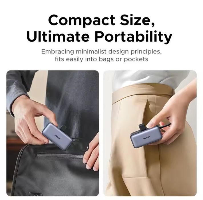 Ugreen Nexode 5000mAh 20W, компактний повербанк