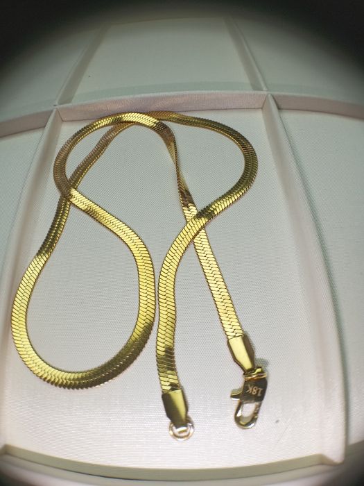 Srebro pozłacane 18k 45 cm naszyjnik łańcuszek taśma