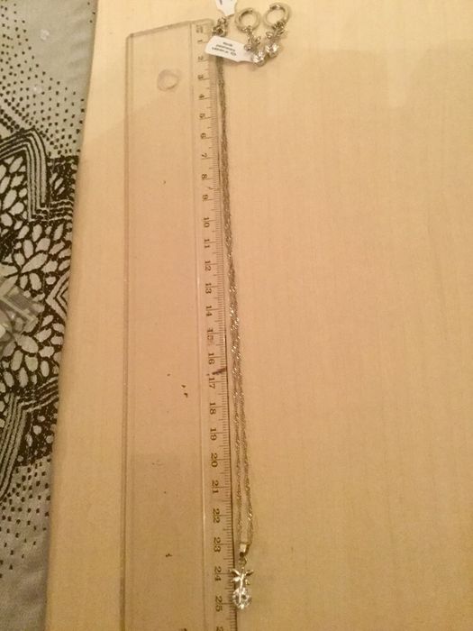 Komplet platerowany srebrem prób wisienki z cyrkoniami łańcuszek 45 cm