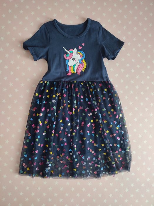 Vestido unicórnio com tule - 6/8 anos