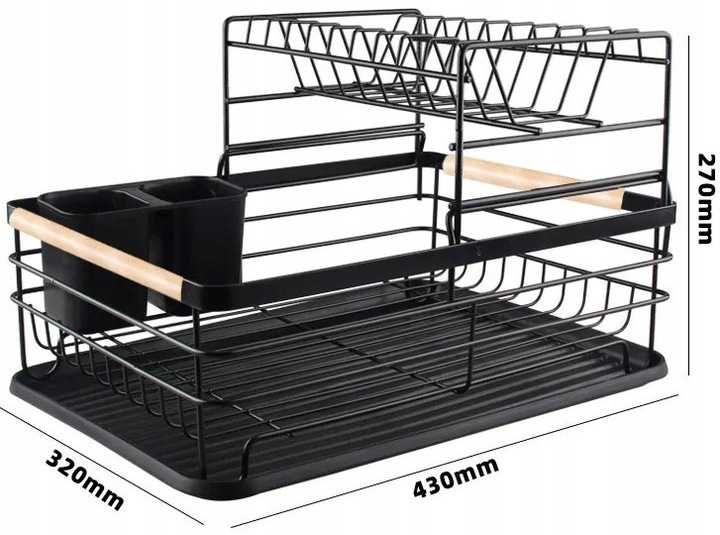 Duża Suszarka Dwupoziomowa Do Naczyń + Ociekacz Na Talerze Sztućce