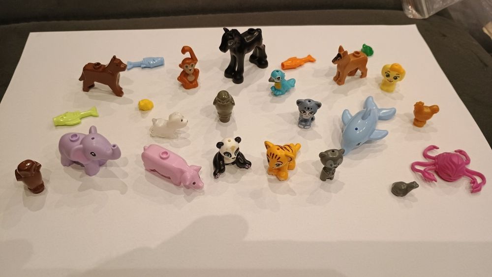 Mix oryginalnych zwierzątek lego tygrys, panda, świnka, słoń i inne