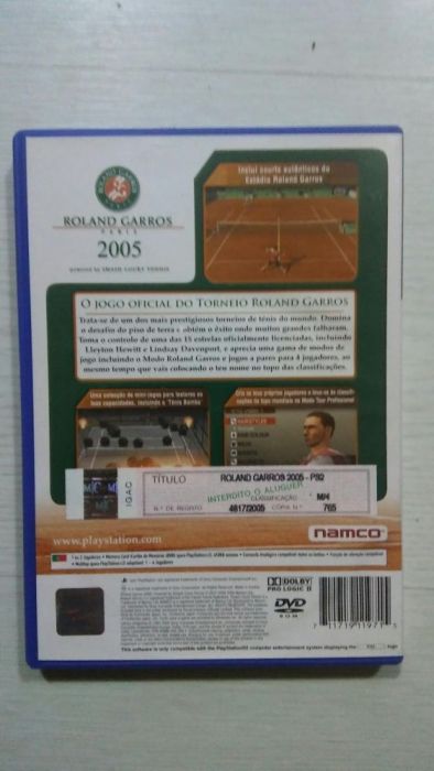 Jogo Ps2 Roland Garros 2005 NOVO