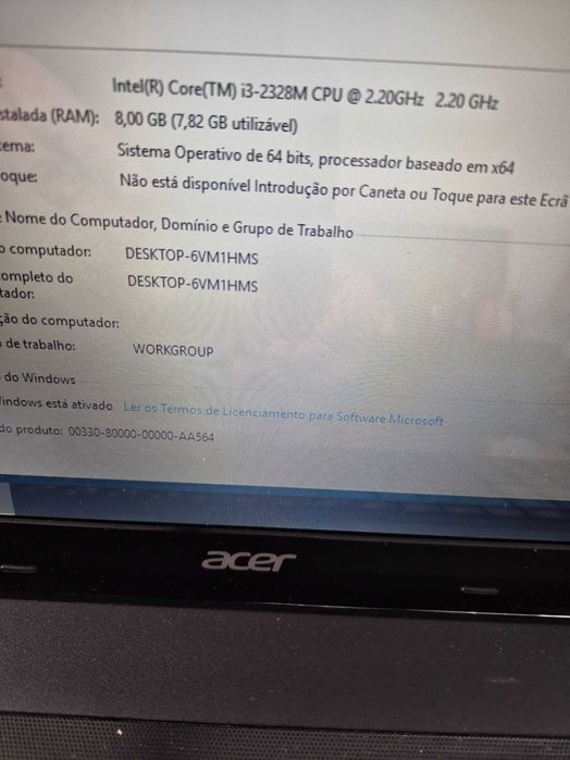 Acer E1-571G processador i3-2328 a funcionar corretamente