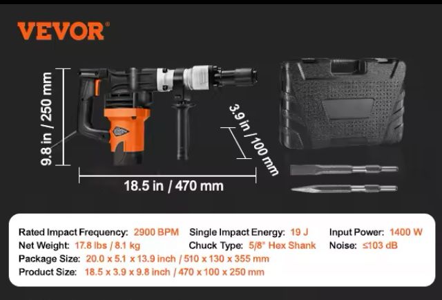 Martelo demolidor elétrico 1400w