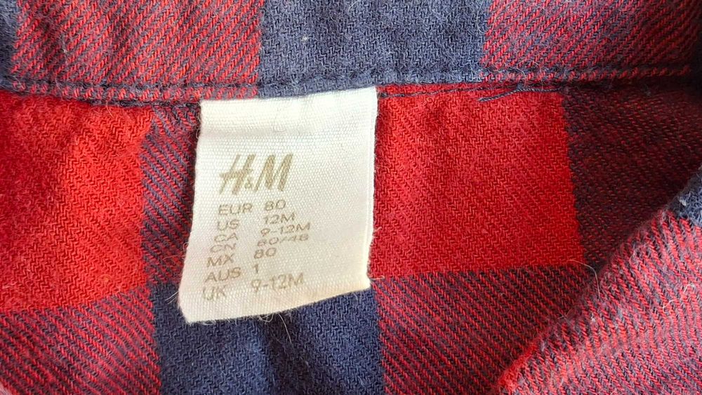 Camisa Xadrez Azul e Vermelho H&M 9-12 meses