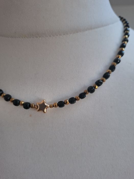 Naszyjnik handmade z naturalnych kamieni hematyt szmaragd nilu