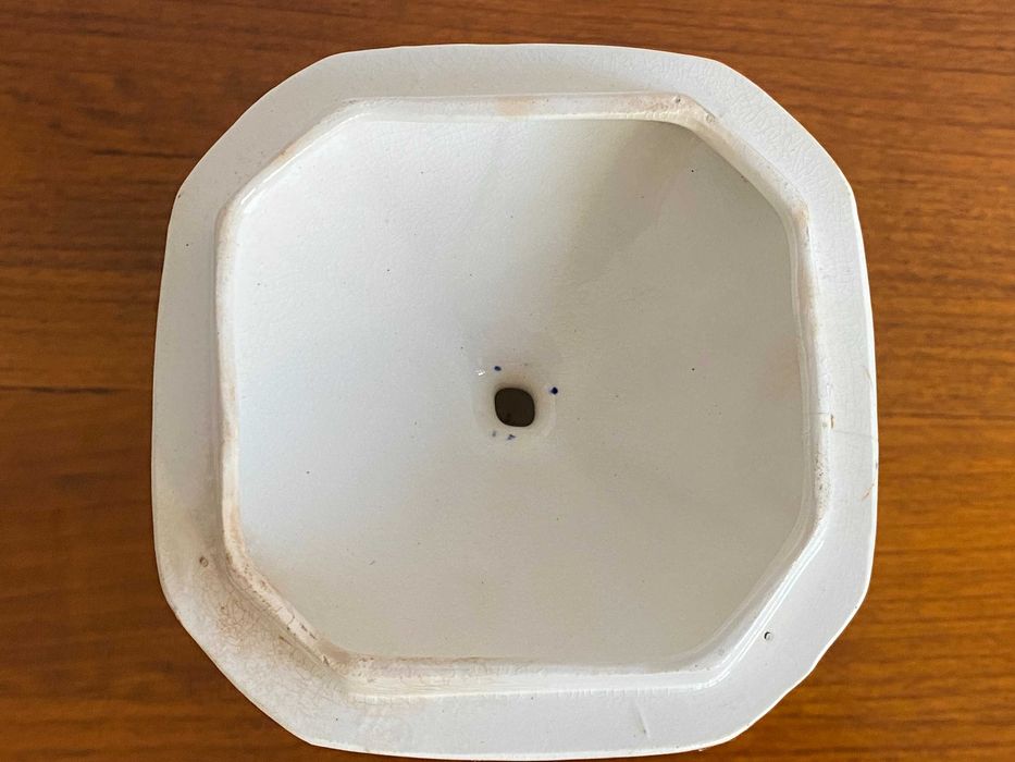 Antyczny Secesyjny Pojemnik Na Ryż Vintage Niebieski/Biały