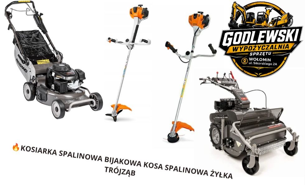 Wypożyczalnia! Kosiarka Spalinowa Kosa Karczownica Kosiarka bijakowa traktorek ogrodowy Wynajem! Wynajmę!