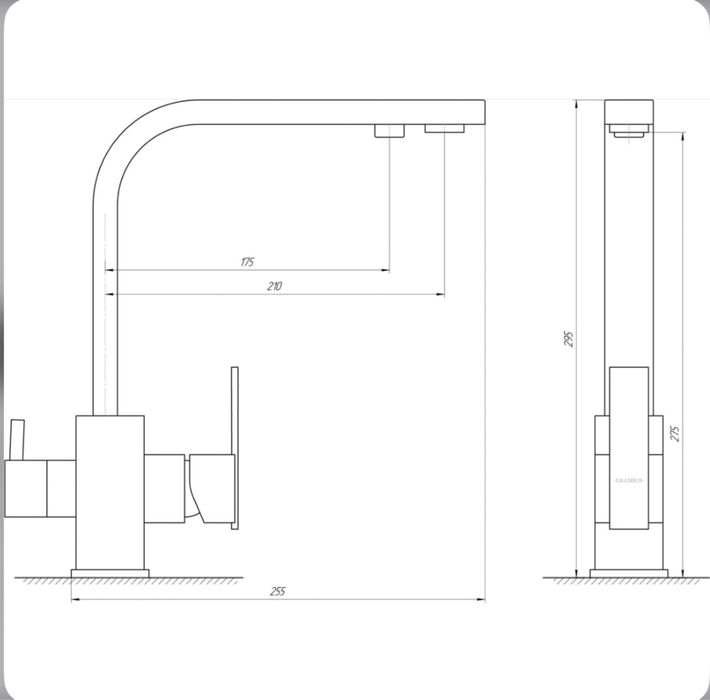 Змішувач для кухні під фільтр осмос на три воды кран на мийку Globus