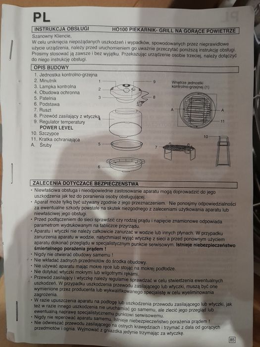 Piekarnik grill na gorące powietrze - Elta Germany