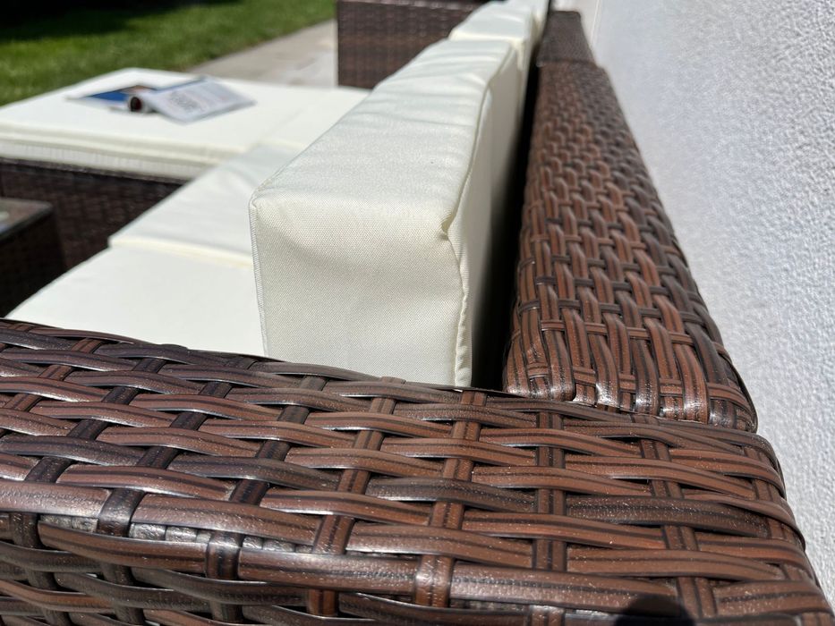 Milano nowy zestaw technorattan sofa 3 os pufa (W)