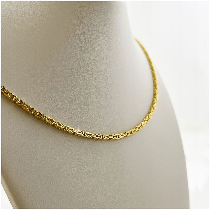 Piękny Damski Naszyjnik Splot Królewski 925/585 Pozłacany Ręczna Robot